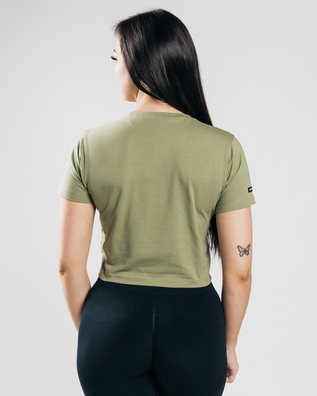 Alphalete Fitted Performance Crop Top Olivengrøn | EHUAI4325