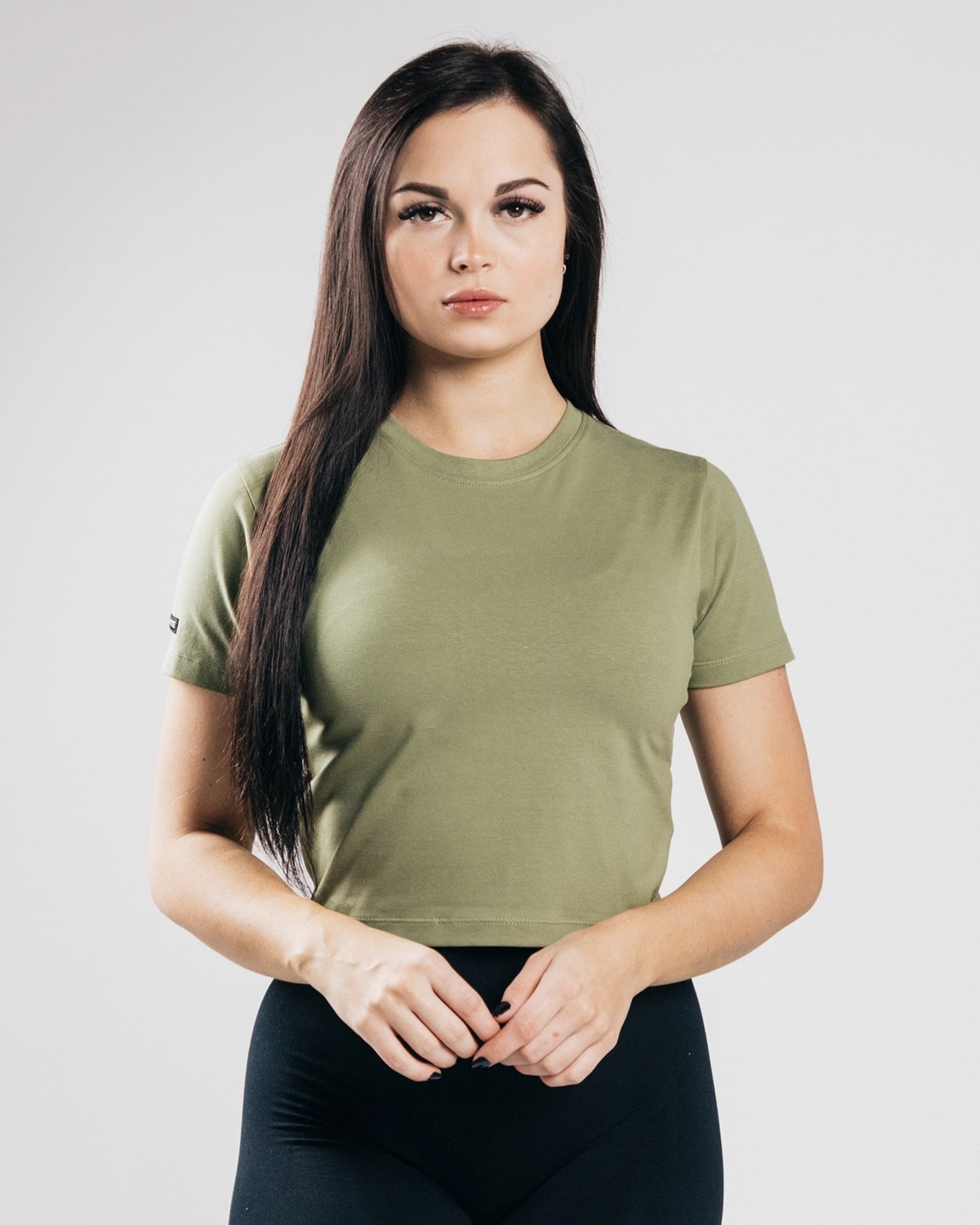 Alphalete Fitted Performance Crop Top Olivengrøn | EHUAI4325