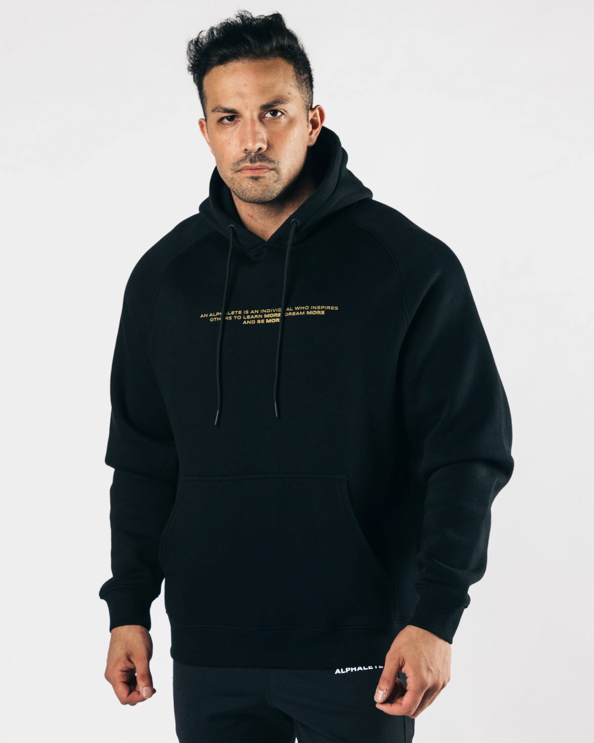 Alphalete Fitted Performance Hoodie Sort Guld | MQBUS9546