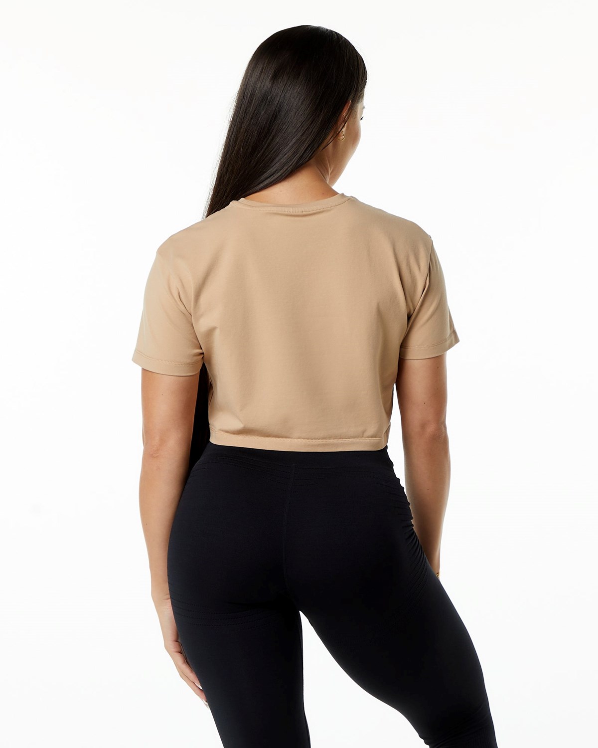 Alphalete Fitted Performance Kort Sleeve Crop Taupe | ABTZW8036