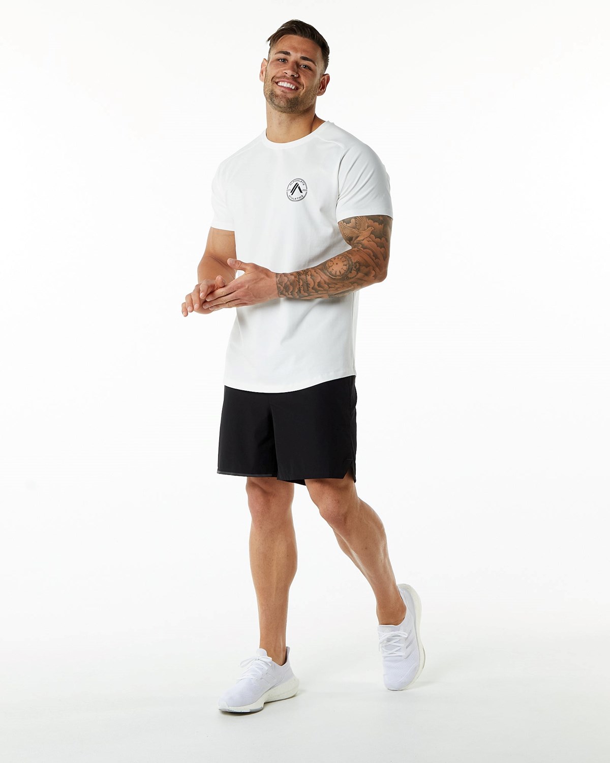 Alphalete Fitted Performance Kort Sleeve Hvide | AWSEZ2067