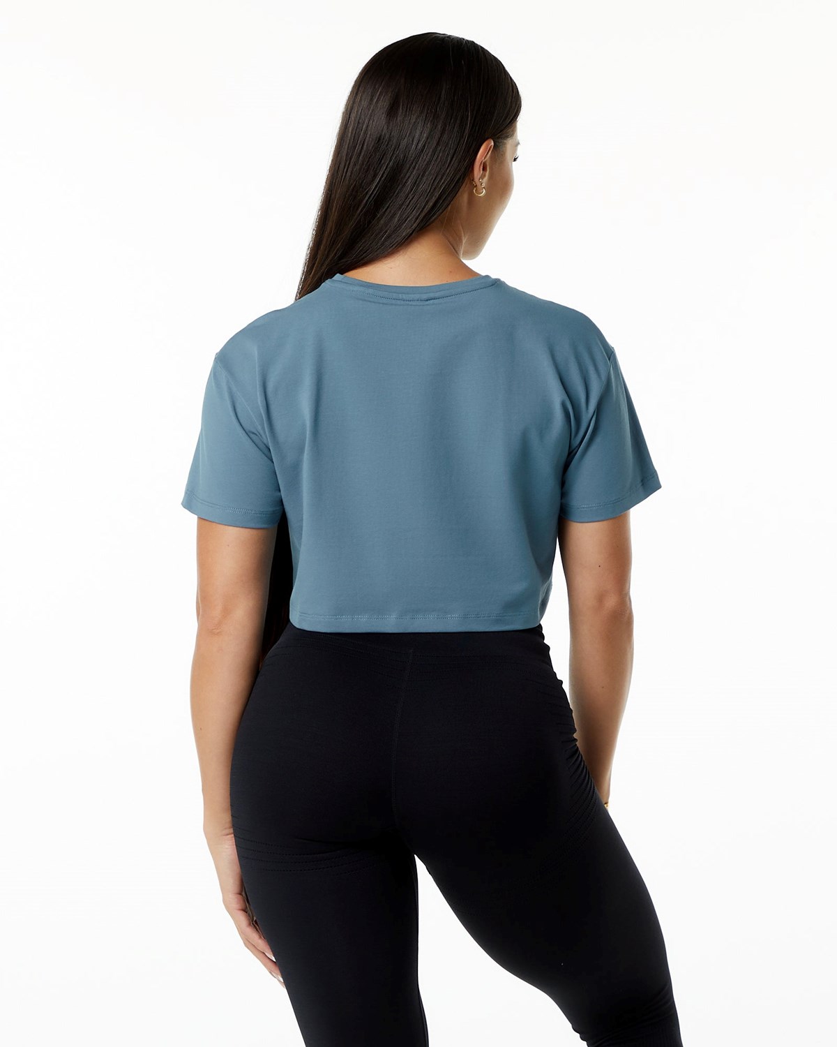 Alphalete Fitted Performance Kort Sleeve Crop Blå | FEOCH9764