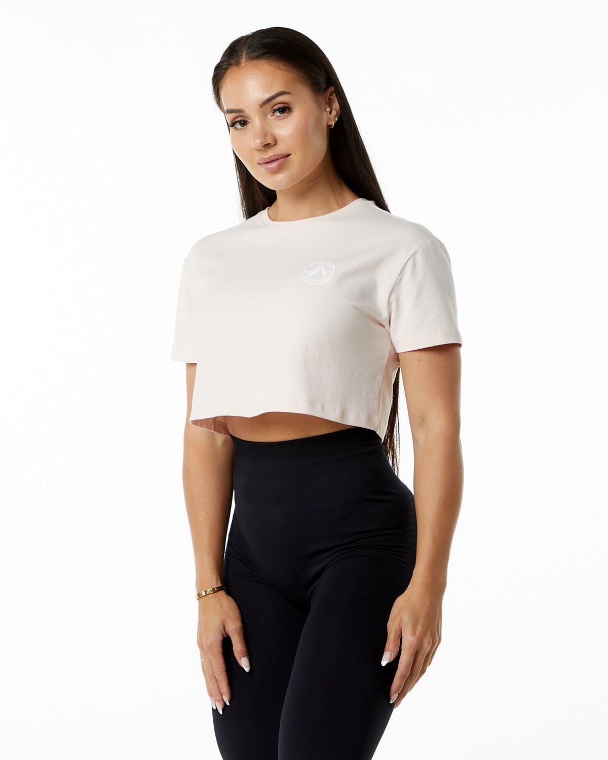 Alphalete Fitted Performance Kort Sleeve Crop Blush | MEGOC7925