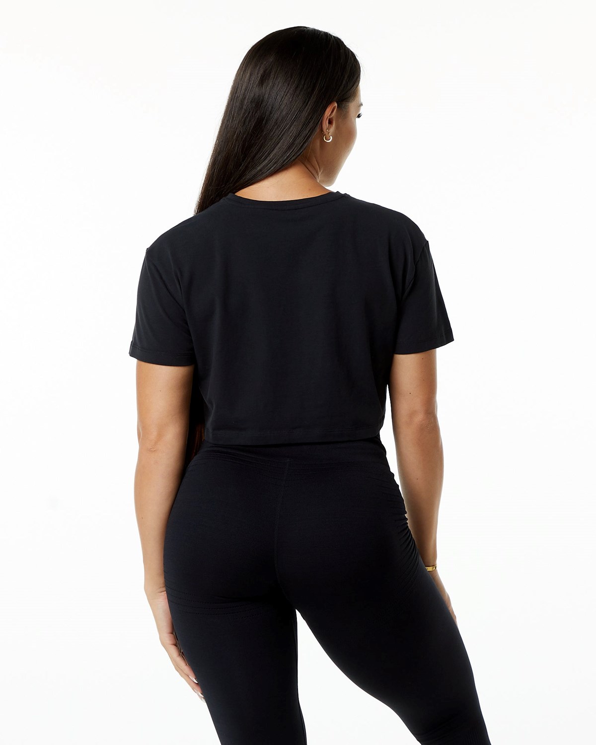 Alphalete Fitted Performance Kort Sleeve Crop Sort | XCWAR4789