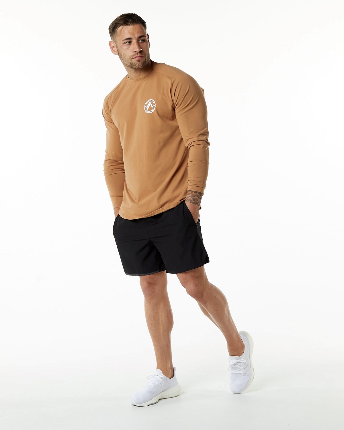 Alphalete Fitted Performance Long Sleeve Rust | OSRAB3781