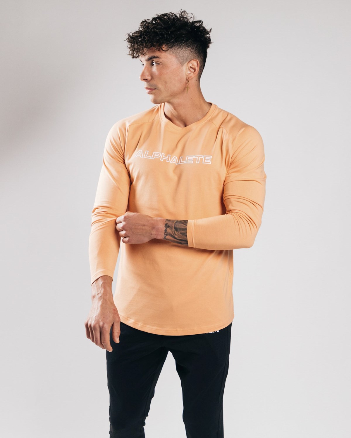 Alphalete Fitted Performance Long Sleeve Orange | QYPMC5840