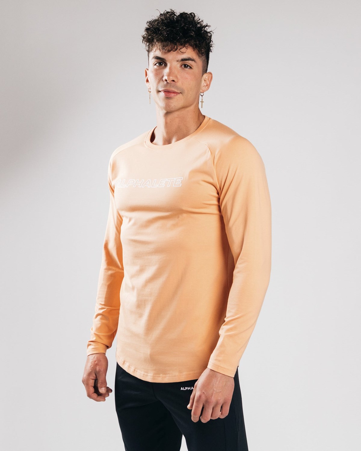 Alphalete Fitted Performance Long Sleeve Orange | QYPMC5840