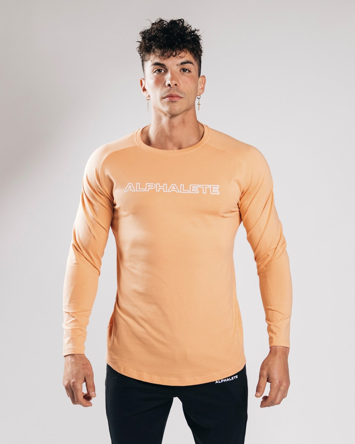 Alphalete Fitted Performance Long Sleeve Orange | QYPMC5840