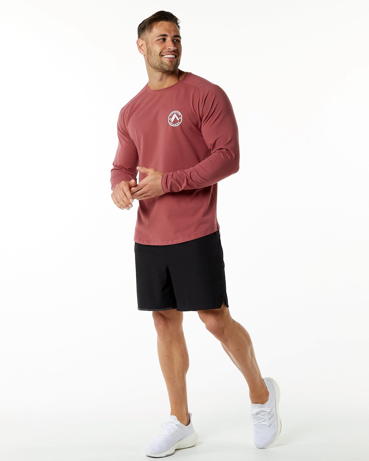 Alphalete Fitted Performance Long Sleeve Gingerbread | XTZSQ4635