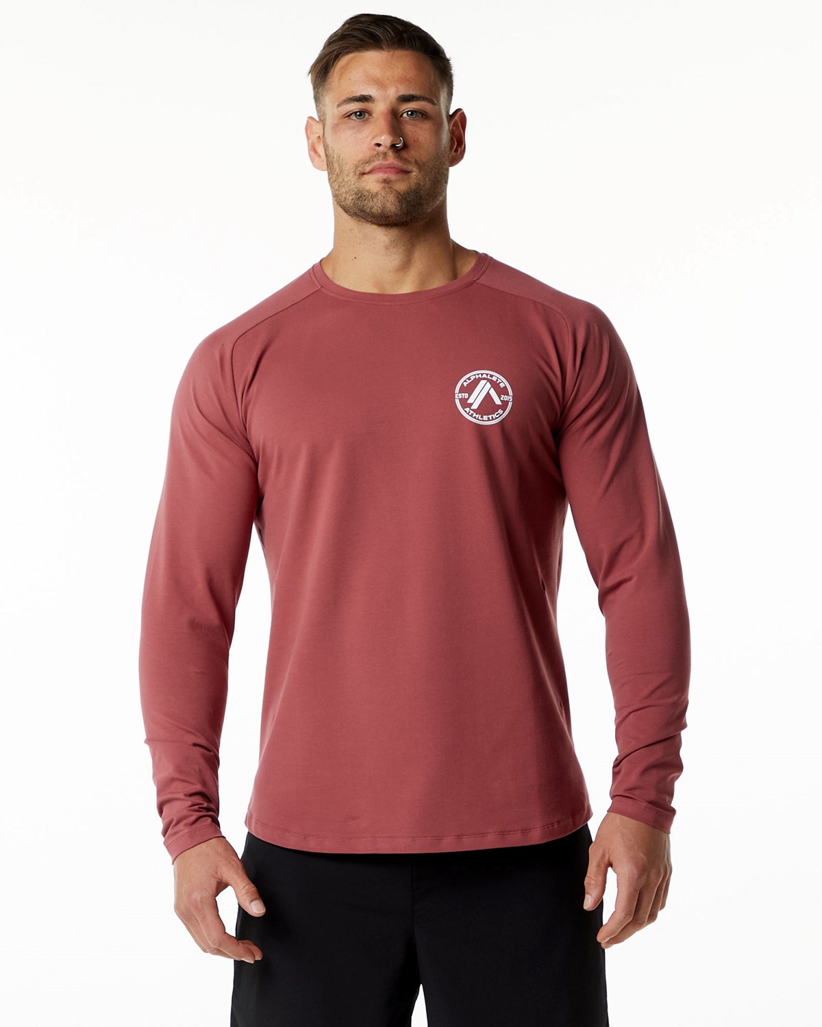 Alphalete Fitted Performance Long Sleeve Gingerbread | XTZSQ4635