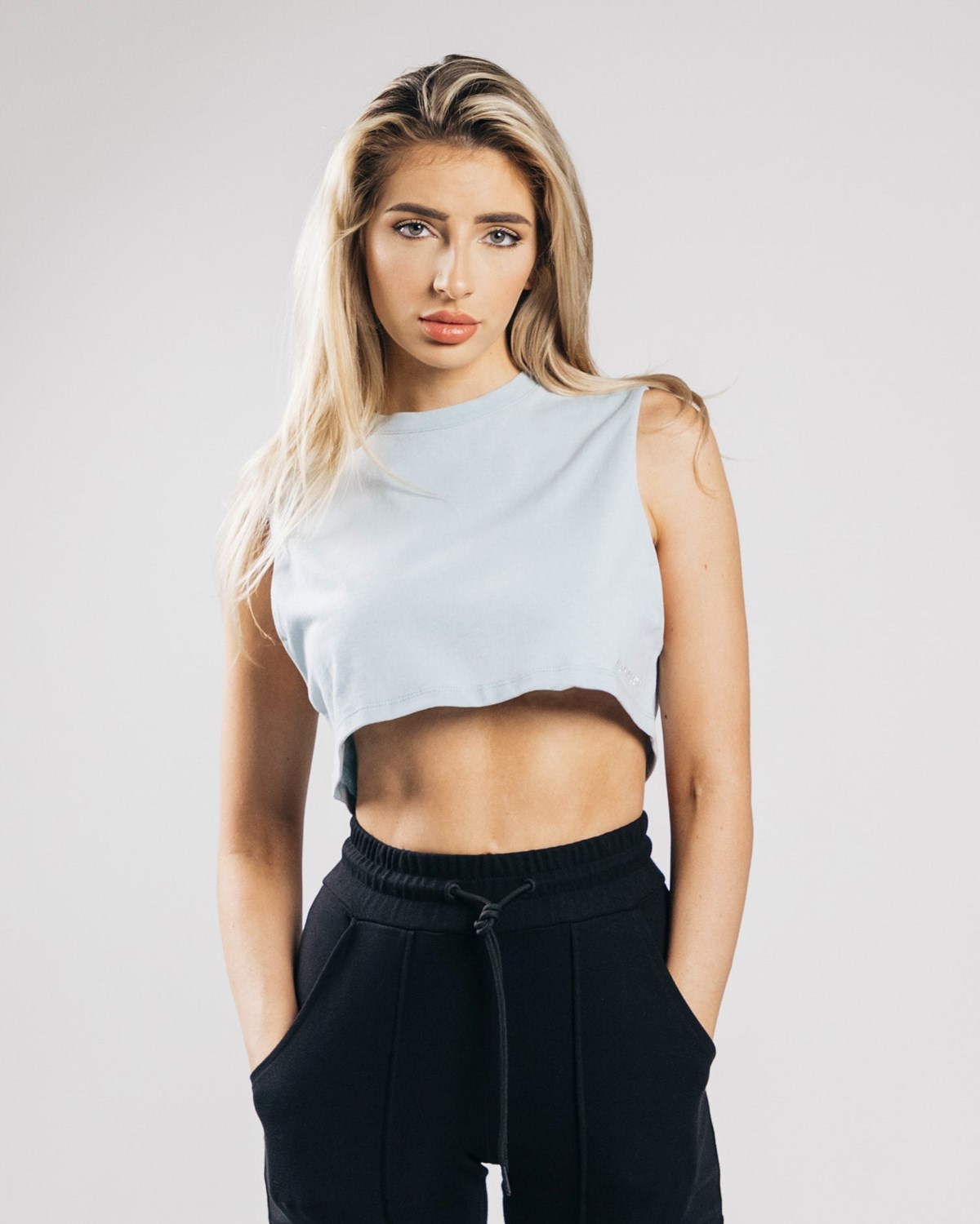 Alphalete Heavy Bomulds Cropped Cutoff Blå | ROEGV3217