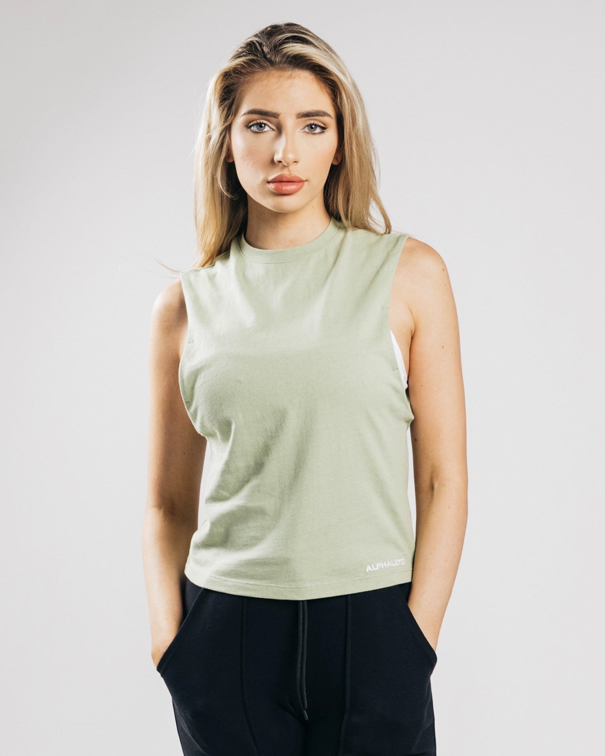 Alphalete Heavy Bomulds Cutoff Matcha | NZYBU8903