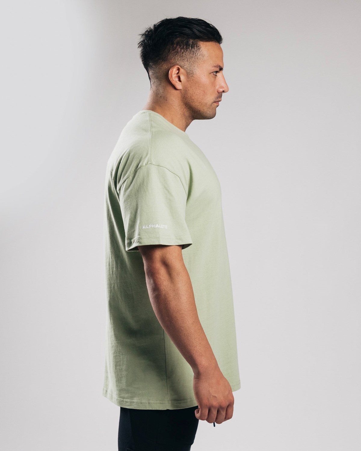 Alphalete Heavy Bomulds Dropped Shoulder Tee Matcha | PHDTA9384