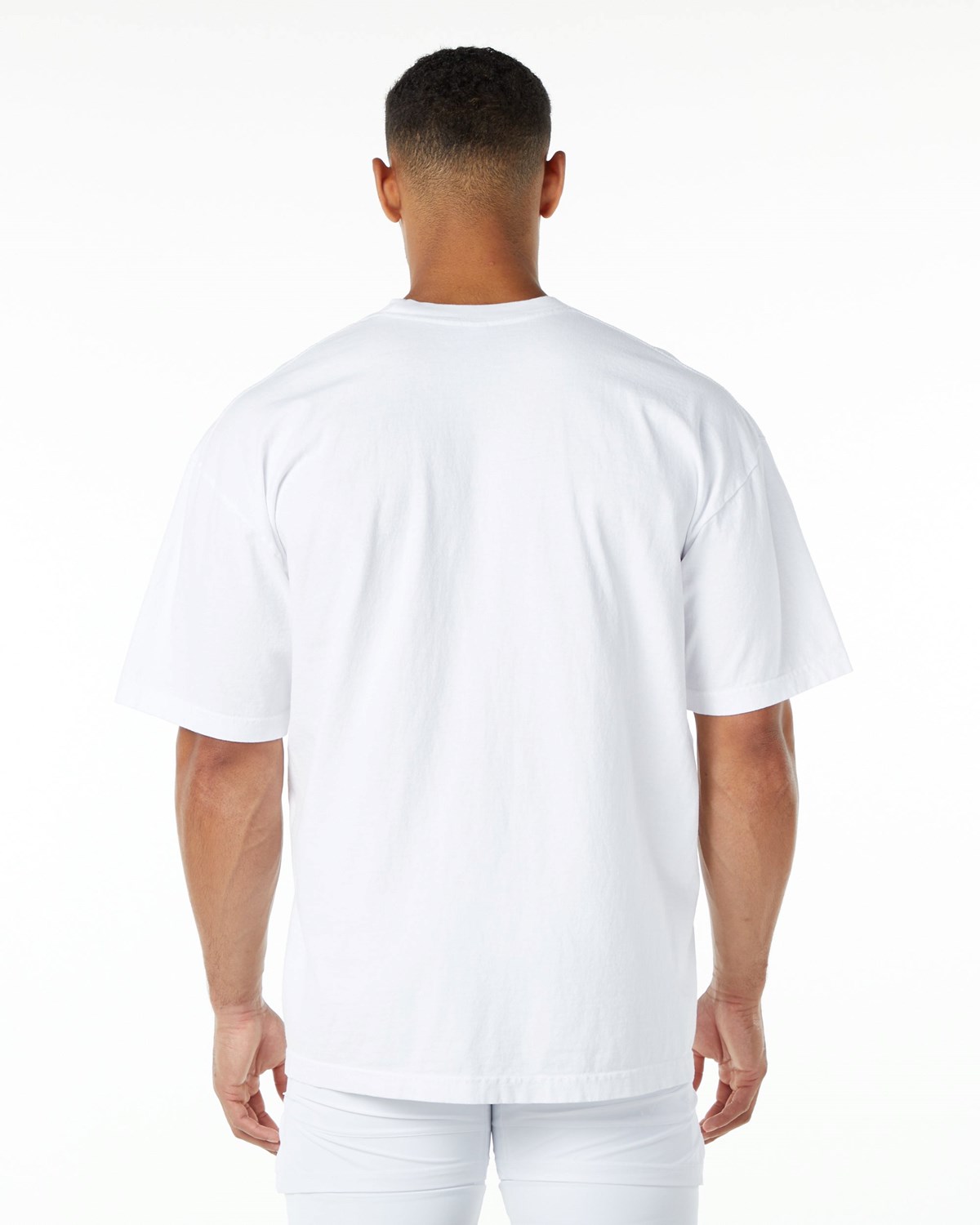 Alphalete Heavyweight Oversized Tee Hvide Sort | SMFIJ2384