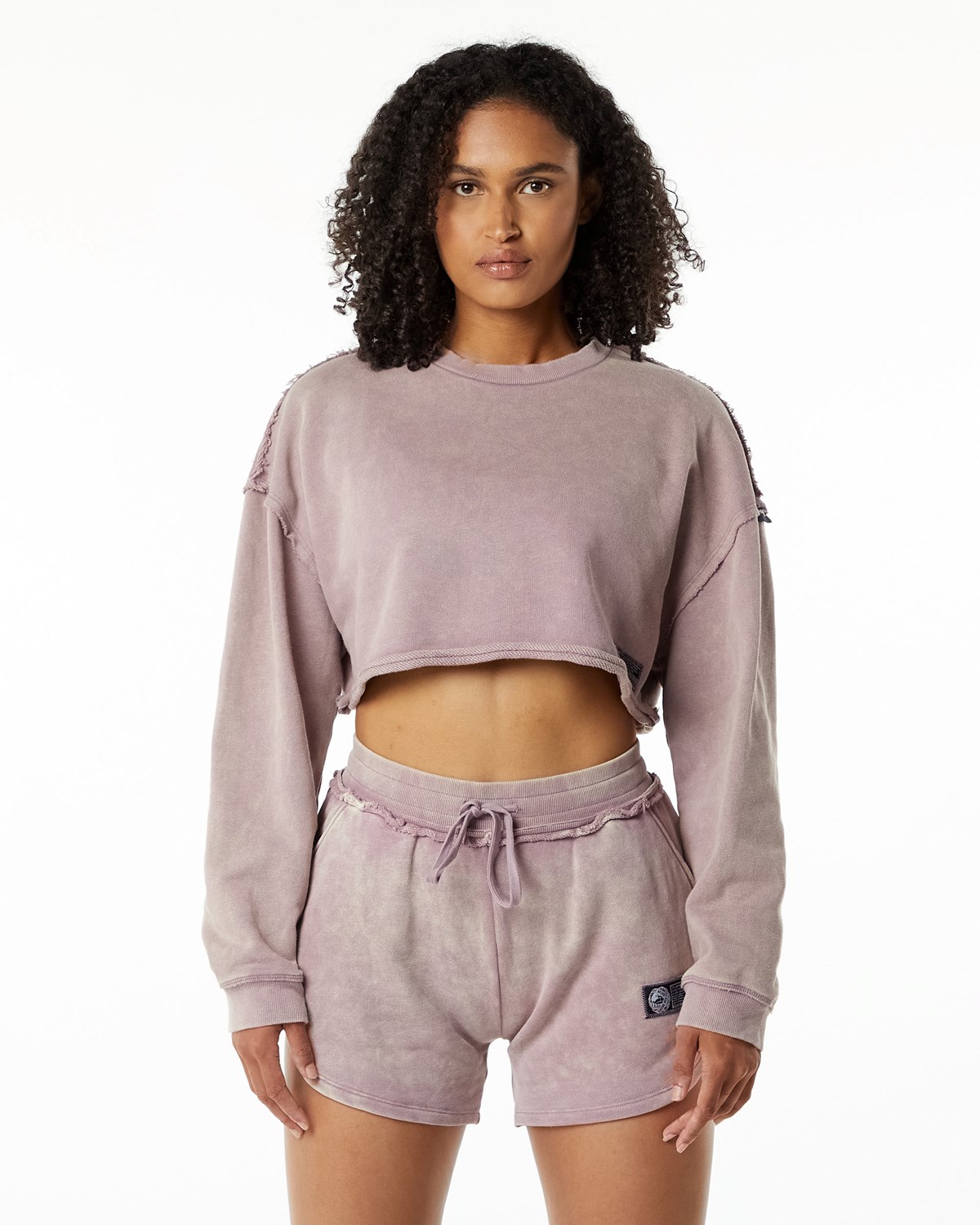 Alphalete Heavyweight Washed Terry Crop Pullover Lyserød | FVYQW1730