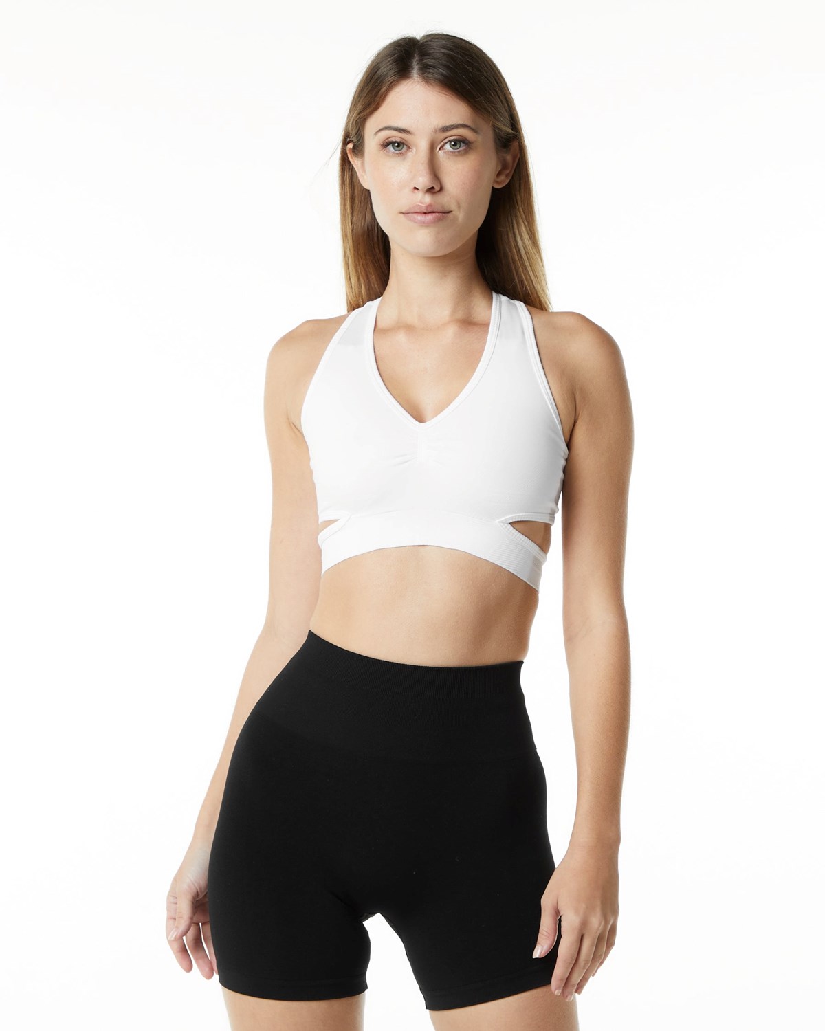 Alphalete High-Impact Seamless Sports Bra Hvide | TPJVC8643