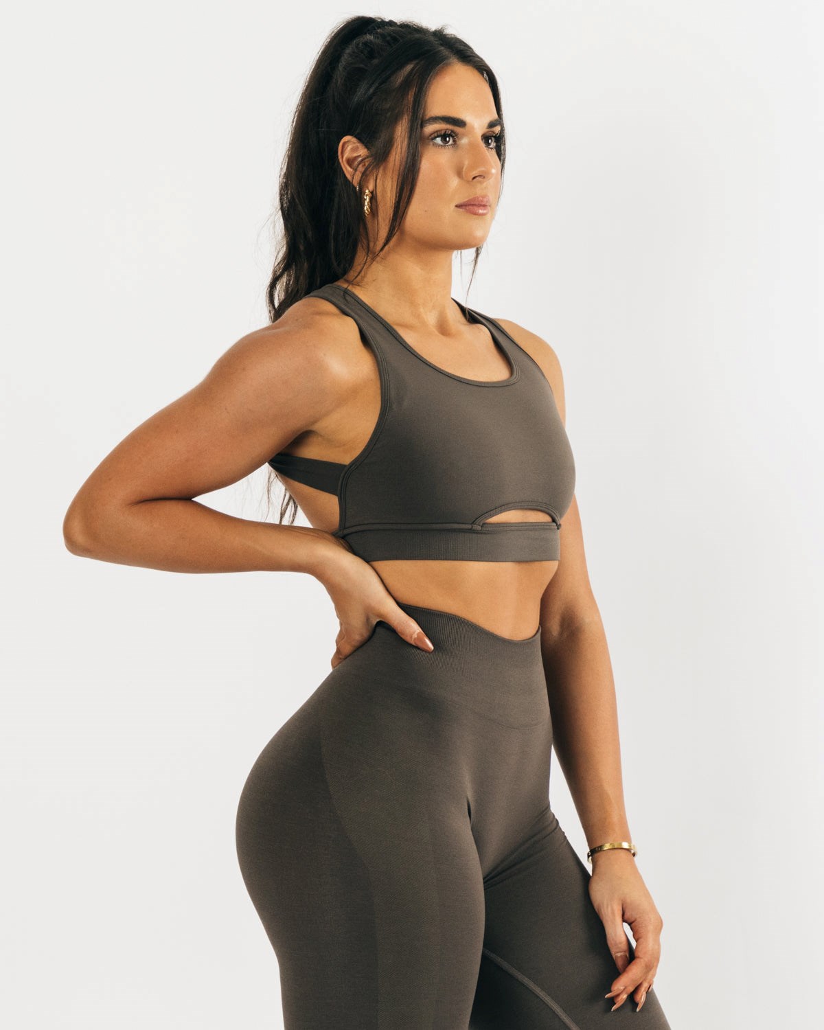 Alphalete High-Impact Seamless Sports Bra Mocha | TUNRQ7284