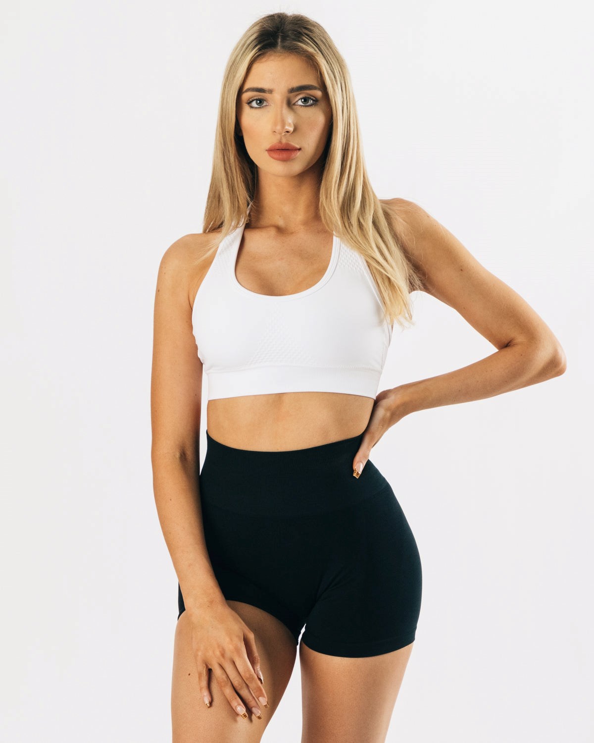 Alphalete High-Impact Seamless Sports Bra Hvide | XFVJP0514