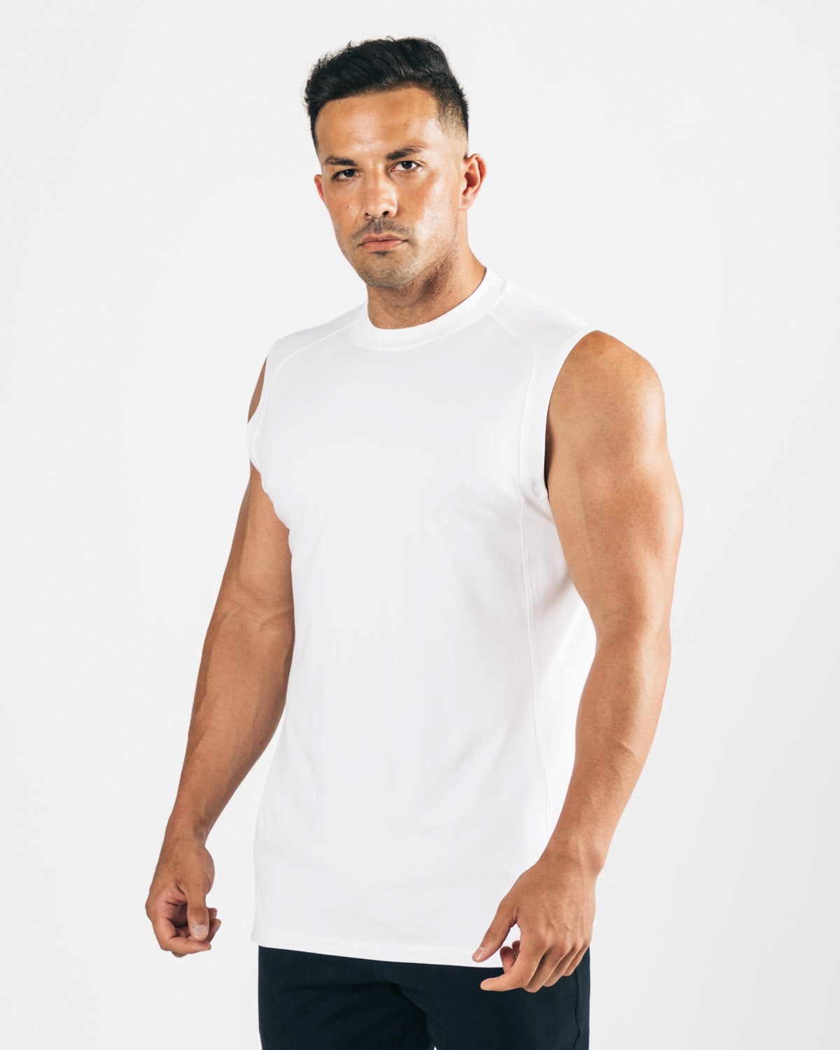 Alphalete High-Neck Premium Cutoff Hvide | DNQEA1439