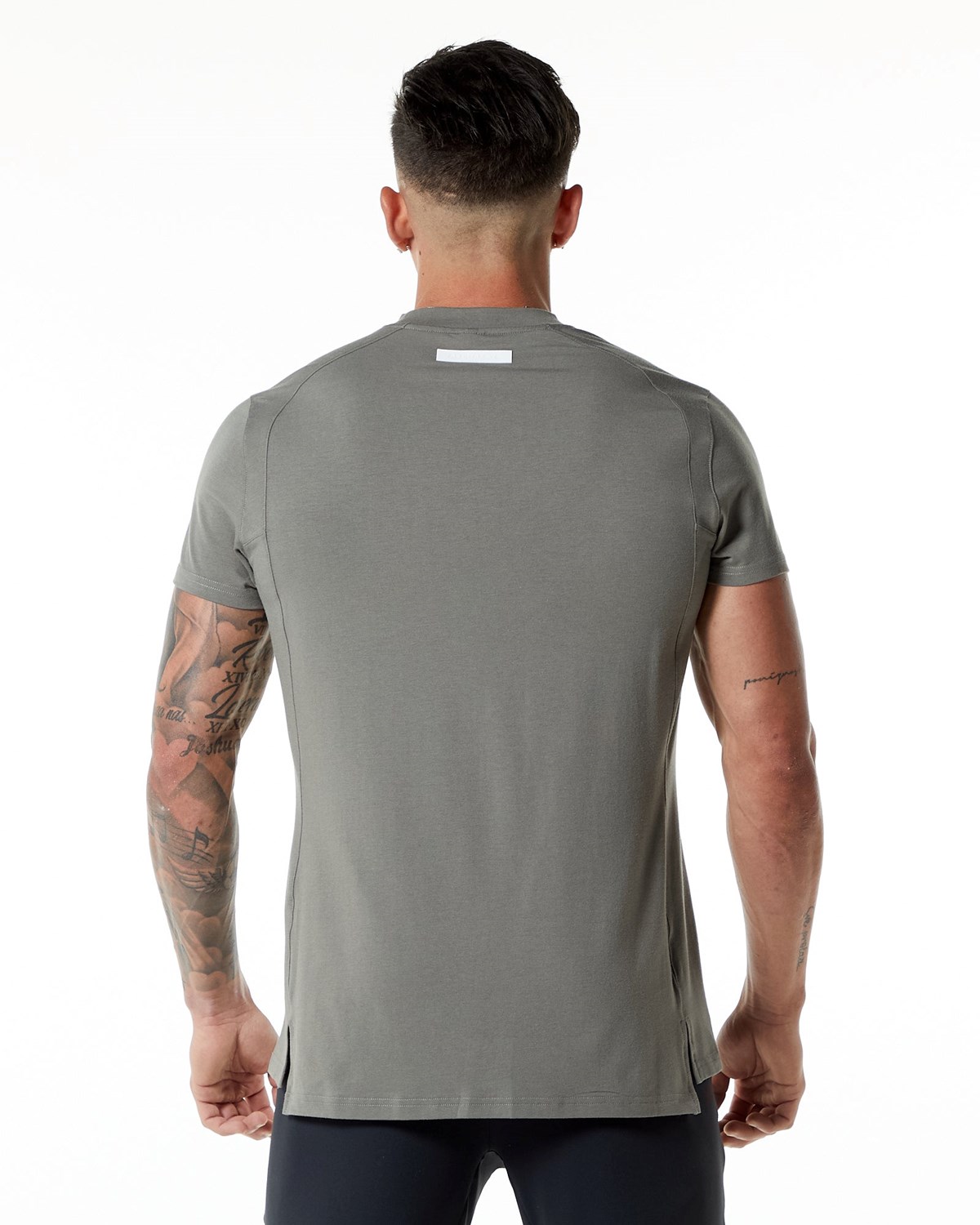 Alphalete High-Neck Premium Kort Sleeve Tee Grå | DLCPH6193