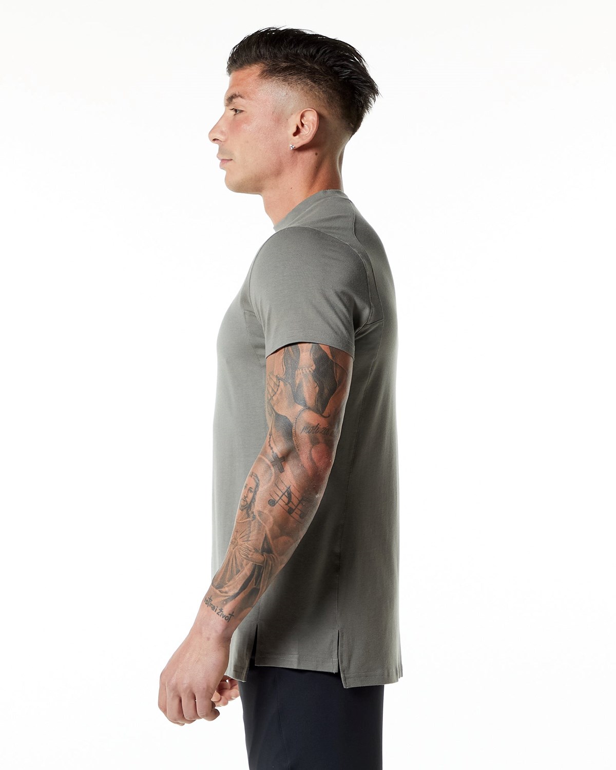 Alphalete High-Neck Premium Kort Sleeve Tee Grå | DLCPH6193