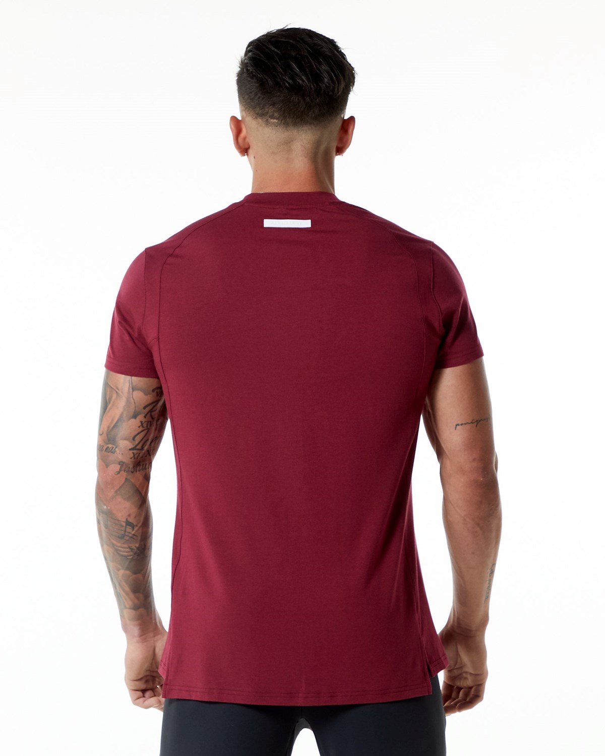 Alphalete High-Neck Premium Kort Sleeve Tee Rød | ICYBX8209