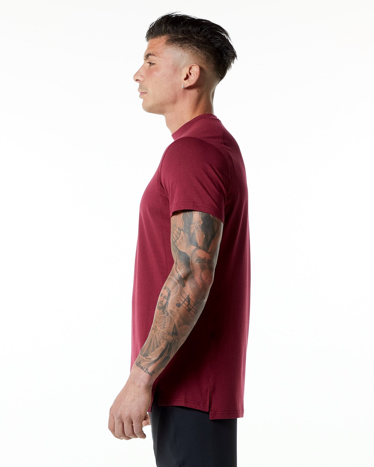 Alphalete High-Neck Premium Kort Sleeve Tee Rød | ICYBX8209