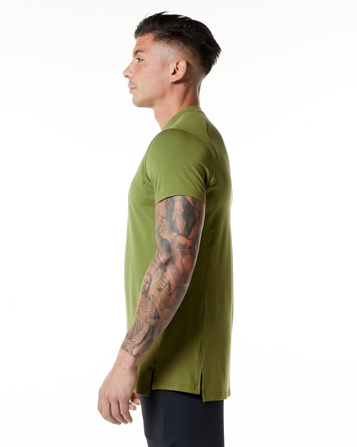 Alphalete High-Neck Premium Kort Sleeve Tee Grøn | JZTLS0634