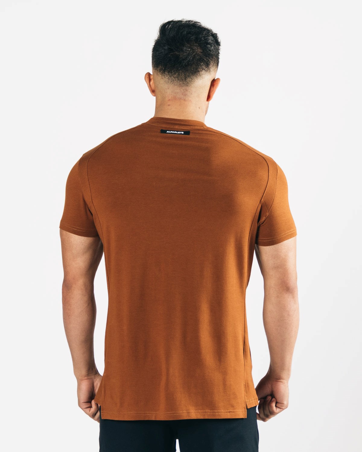 Alphalete High-Neck Premium Kort Sleeve Mahogany | OQNJG7802