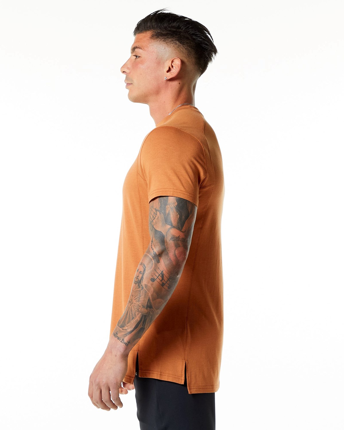 Alphalete High-Neck Premium Kort Sleeve Tee Camel | SHZPL7492