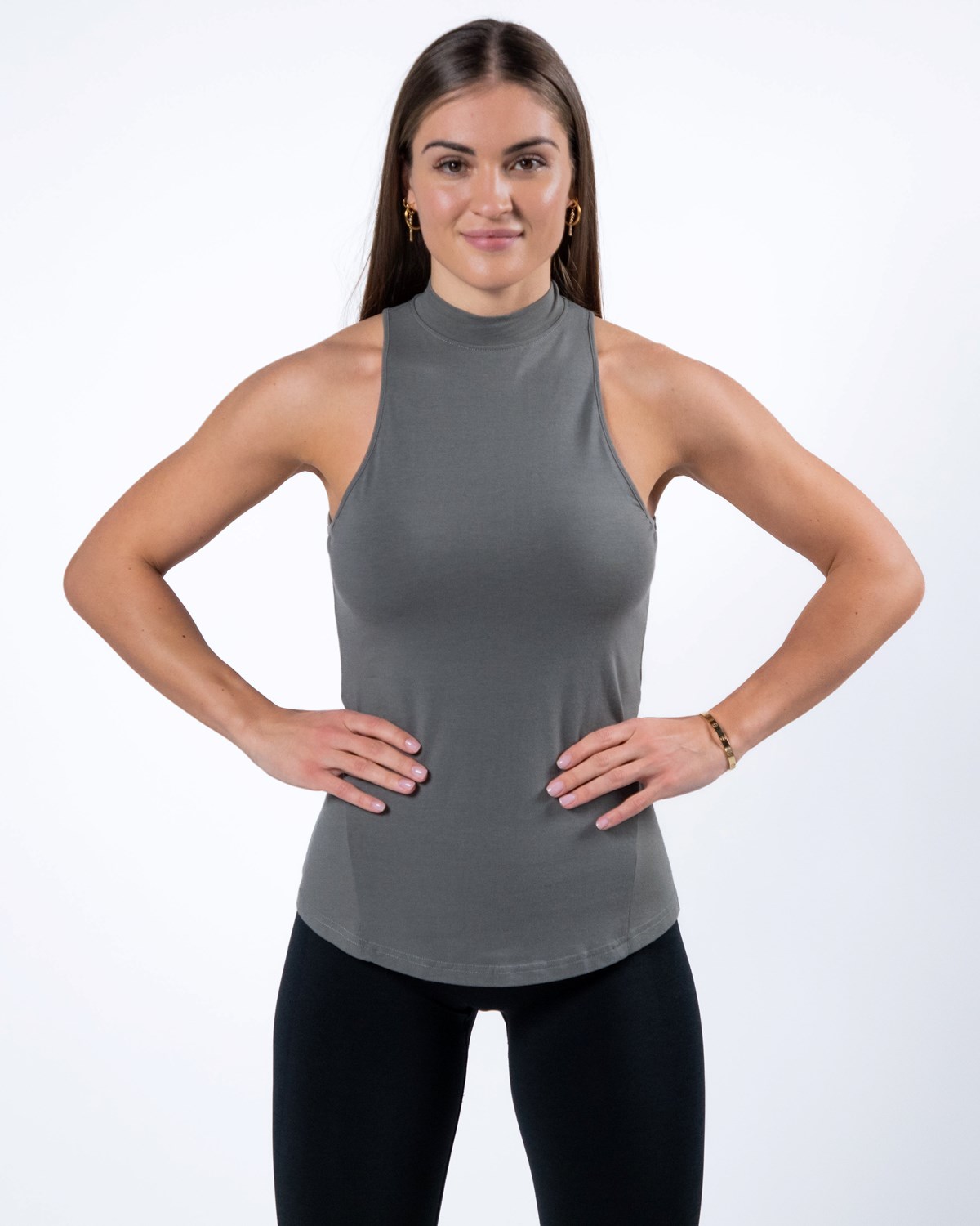 Alphalete High-Neck Premium Tank Grå | JGMIO0315