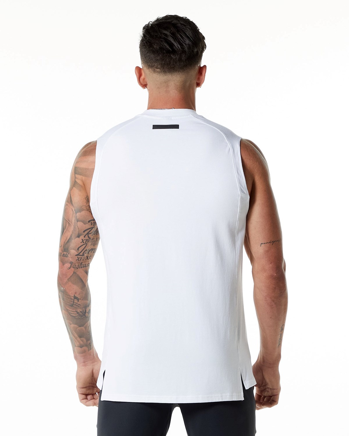 Alphalete High-Neck Premium Tank Hvide | KMDLF3714