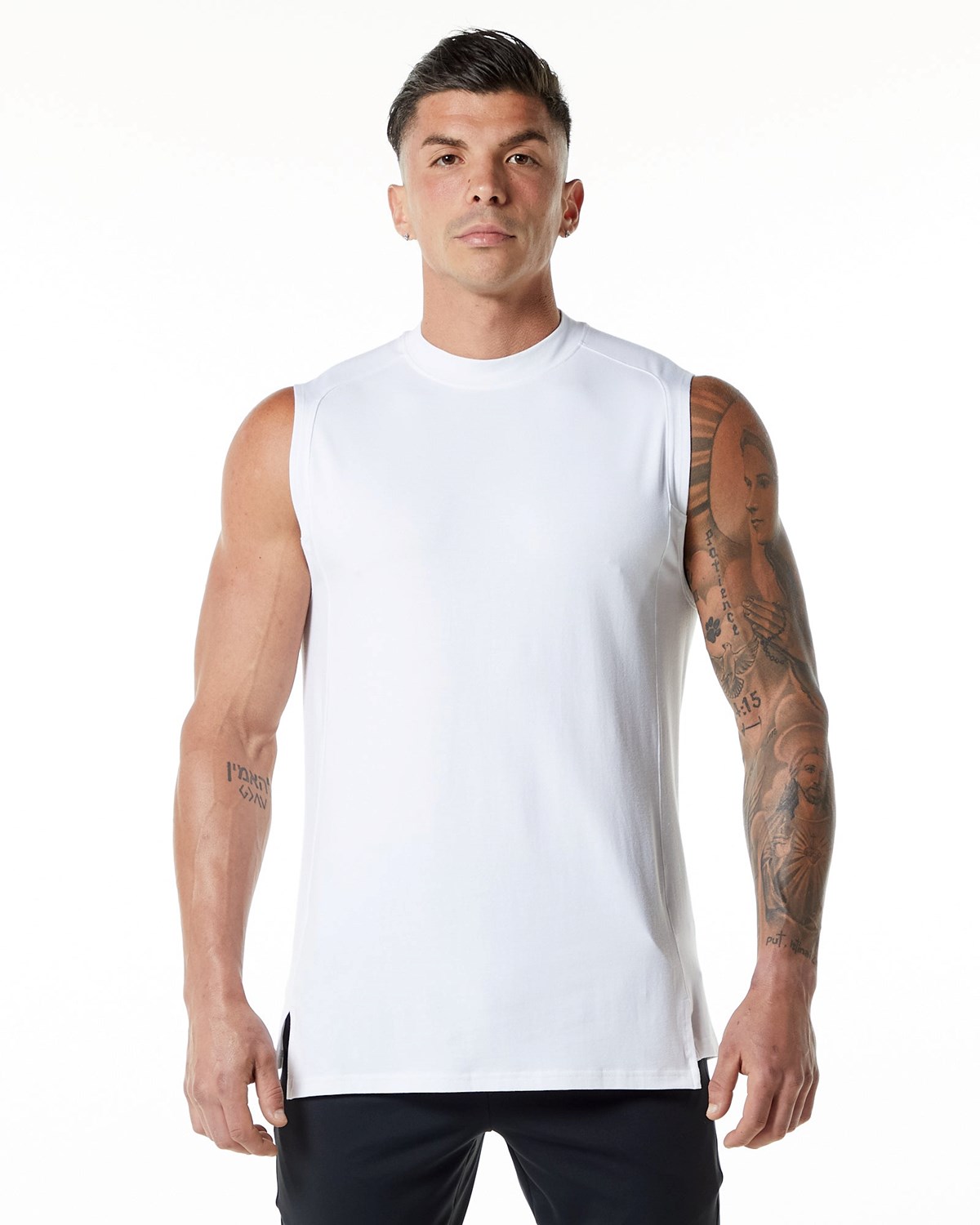 Alphalete High-Neck Premium Tank Hvide | KMDLF3714