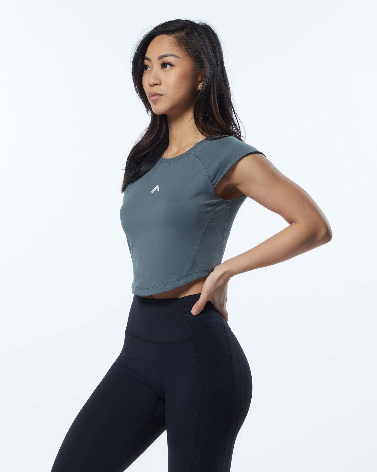 Alphalete High Performance Kort Sleeve Crop Tee Grå | FETAQ9483