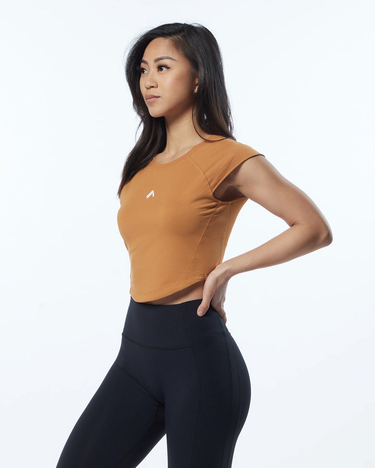 Alphalete High Performance Kort Sleeve Crop Tee Chestnut | QOAHJ6583