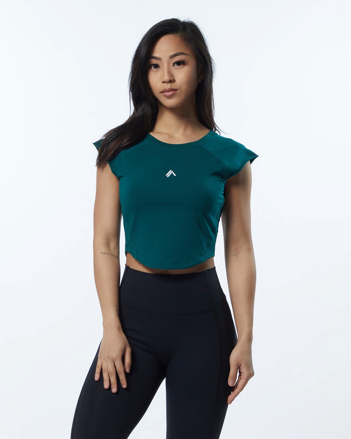 Alphalete High Performance Kort Sleeve Crop Tee Velvet Teal | SDUAO7312