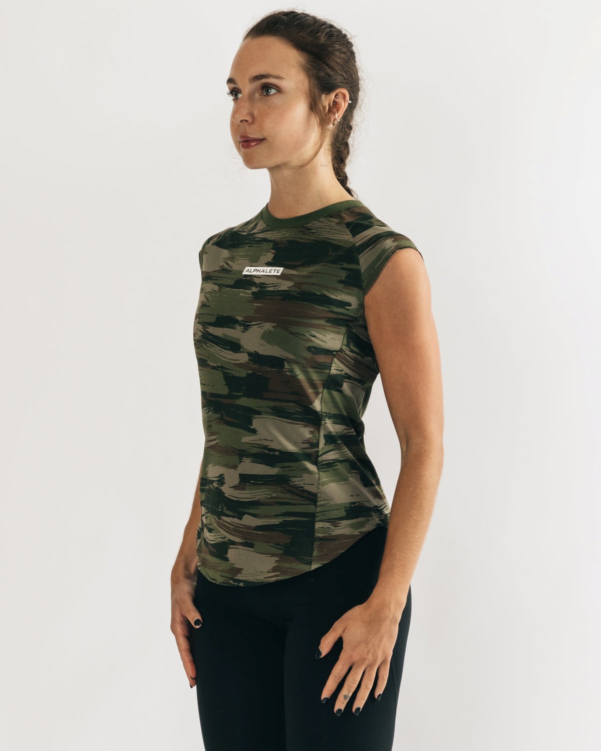 Alphalete High Performance Kort Sleeve Tee Olivengrøn Camo | KJUGX6307