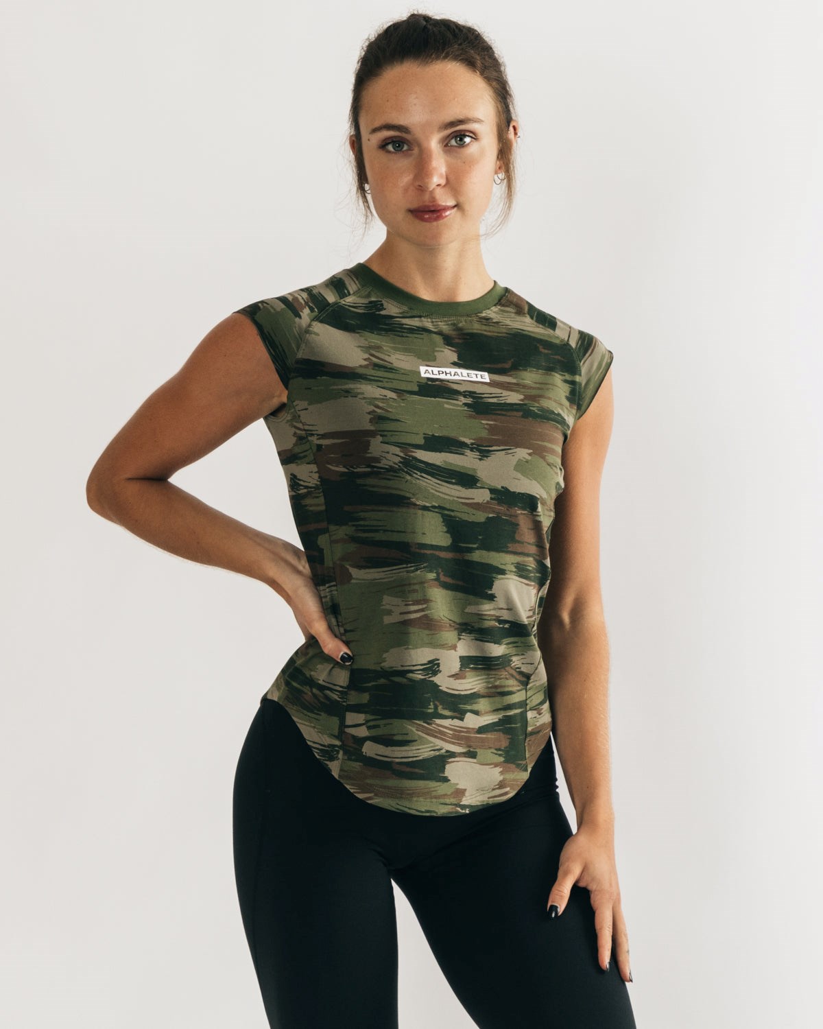 Alphalete High Performance Kort Sleeve Tee Olivengrøn Camo | KJUGX6307