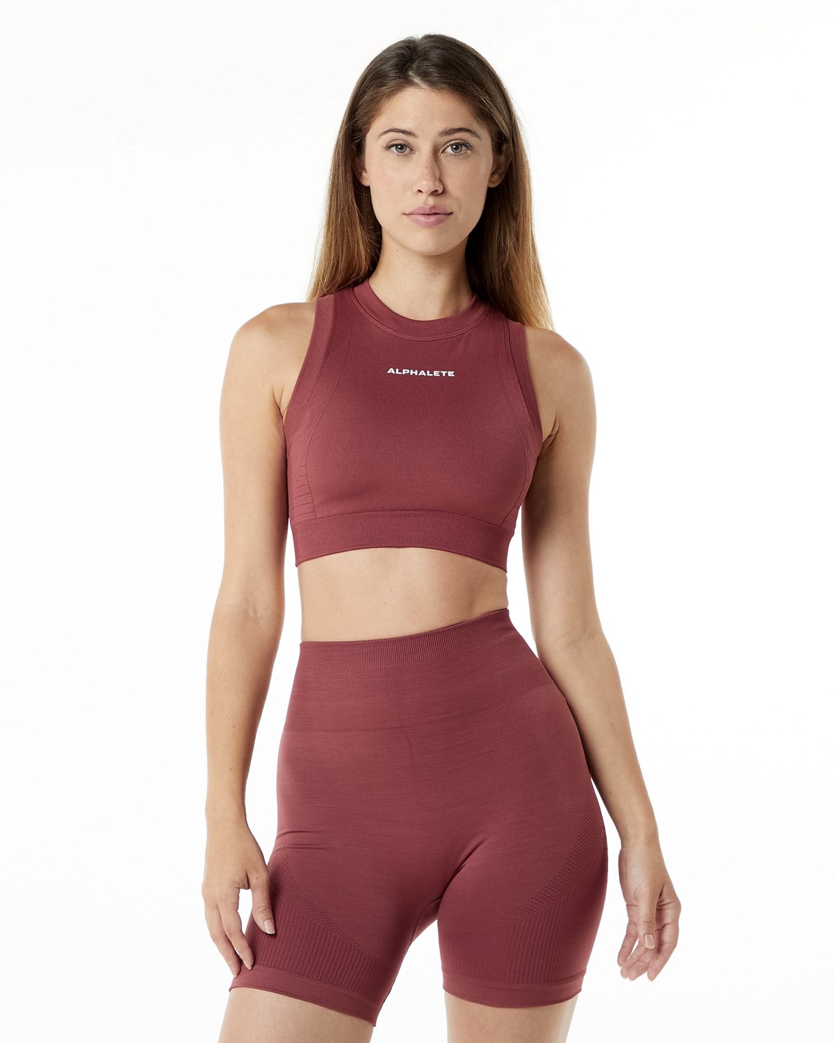 Alphalete High Performance Seamless Crop Bra Gingerbread | IDLXJ1903