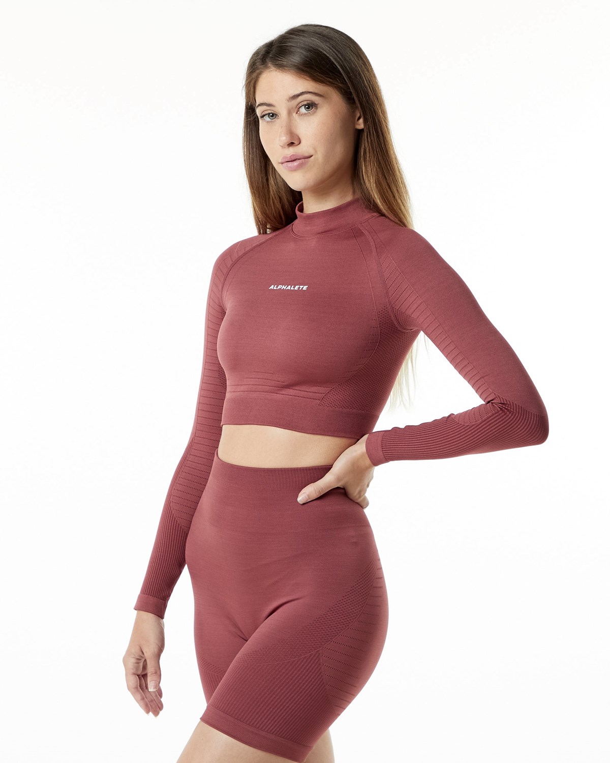 Alphalete High Performance Seamless Long Sleeve Tee Gingerbread | STRKJ9652