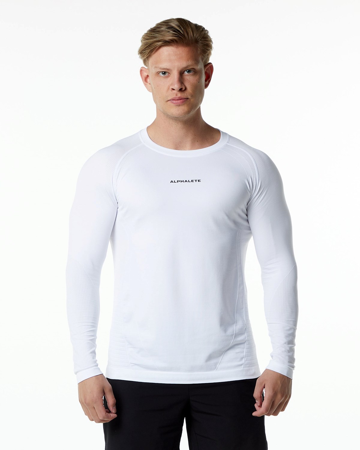 Alphalete High Performance Seamless Long Sleeve Tee Hvide | UFZOY2978