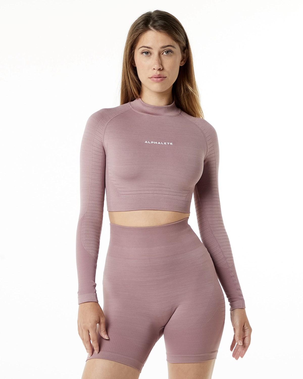 Alphalete High Performance Seamless Long Sleeve Tee Mauve | YQRDC7943