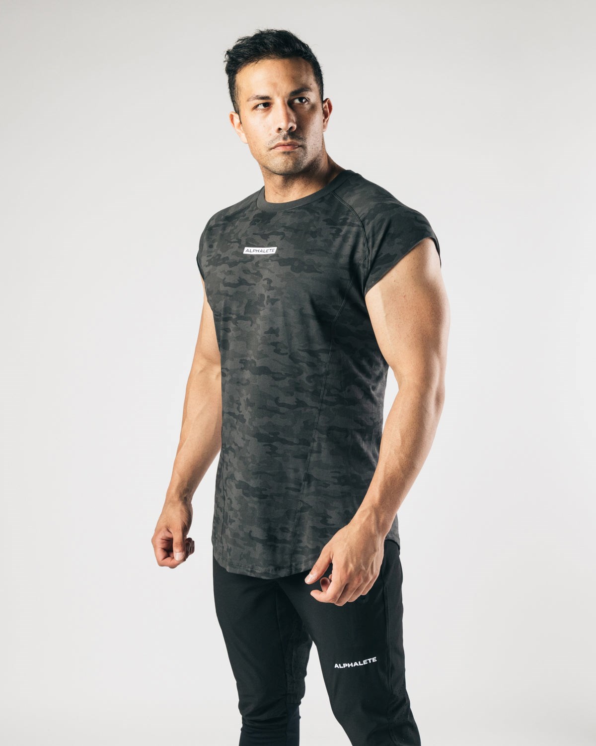 Alphalete High Performance Uden Ærmer Tee Sort Camo | BPNVQ6297