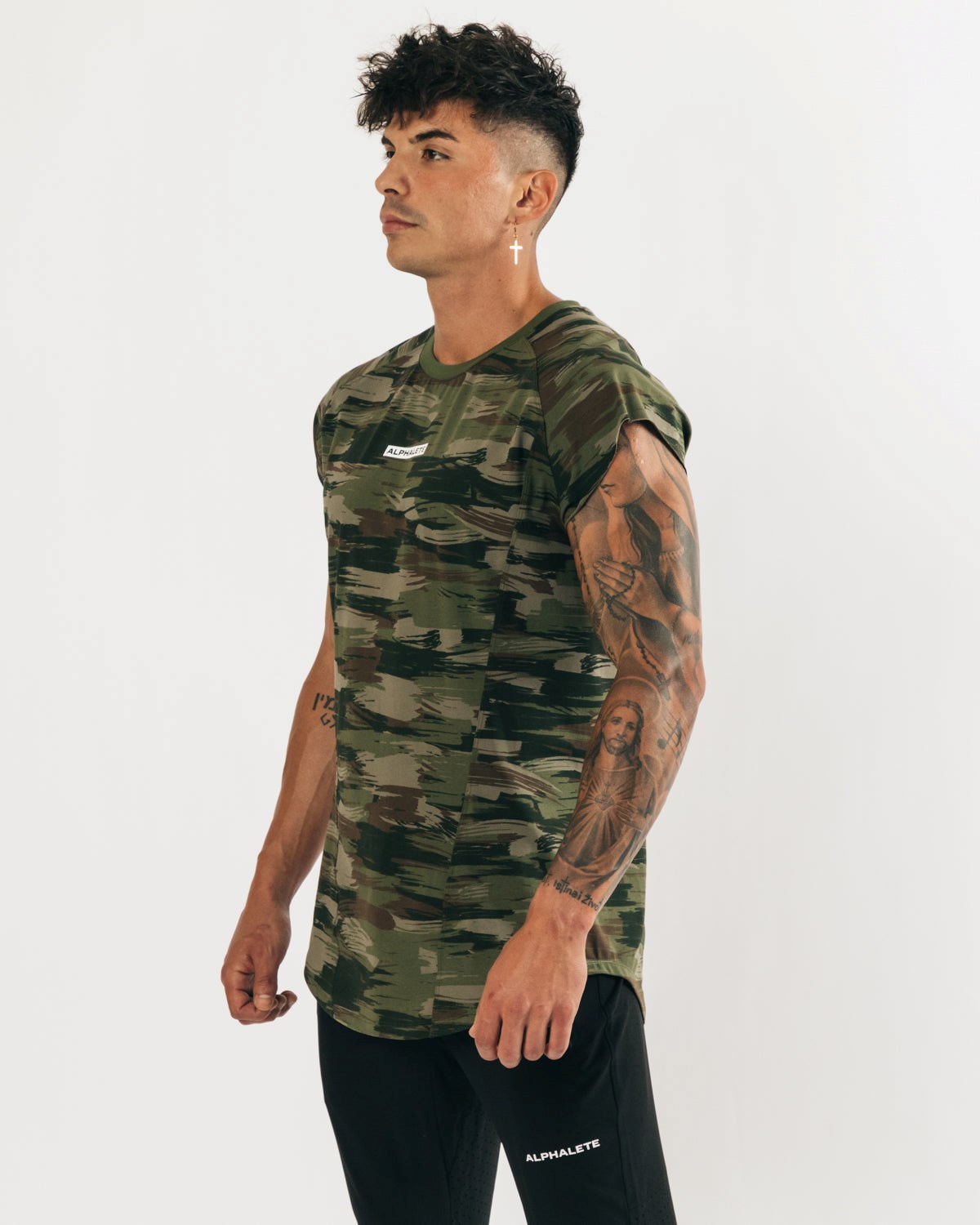 Alphalete High Performance Uden Ærmer Tee Olivengrøn Camo | CNYZO1307