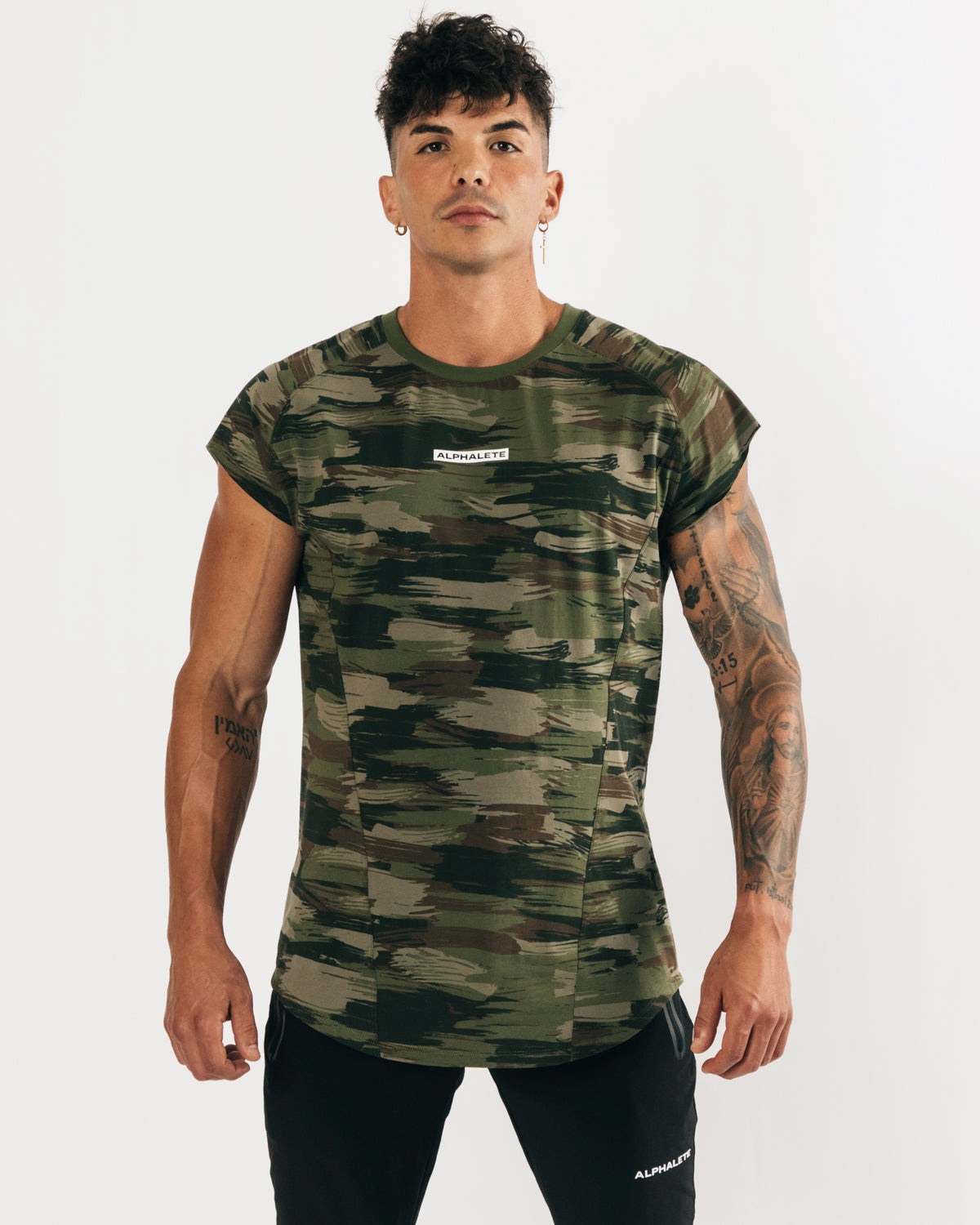 Alphalete High Performance Uden Ærmer Tee Olivengrøn Camo | CNYZO1307