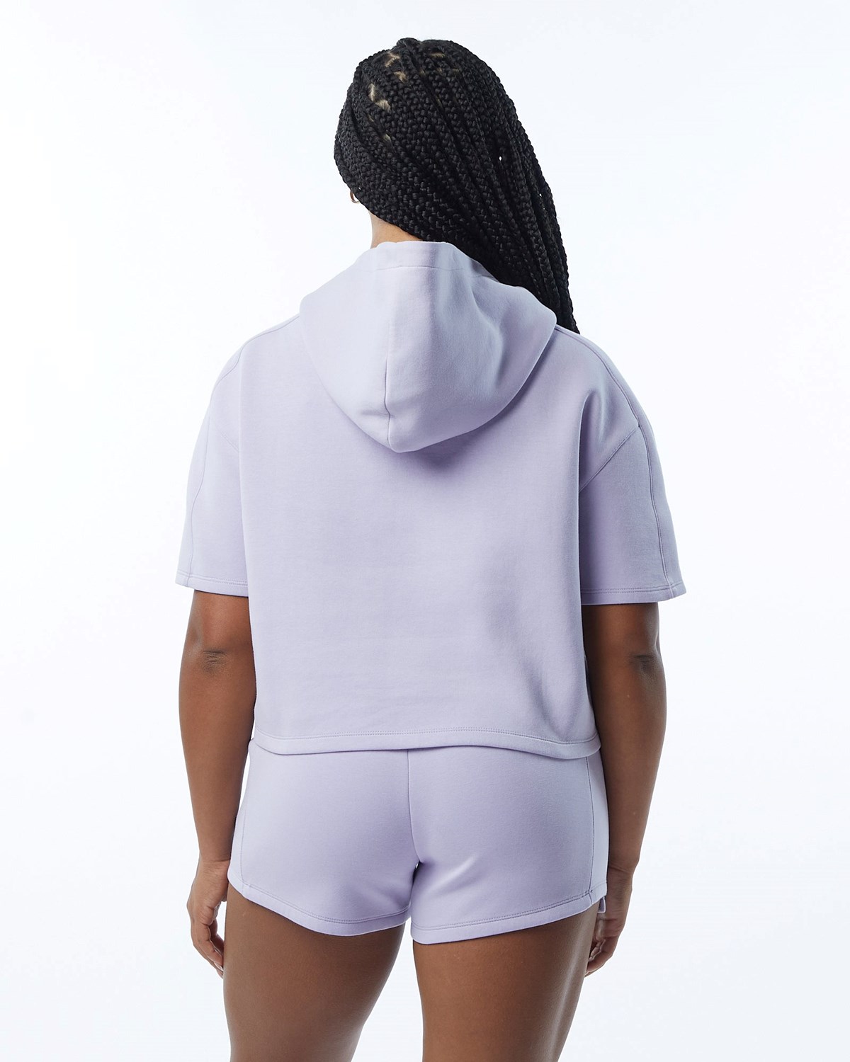 Alphalete Interlock Knit Crop Hoodie Lilac | PNFQV6871