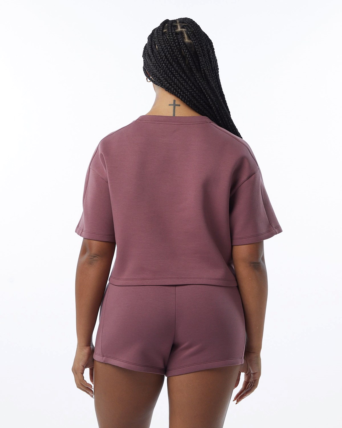 Alphalete Interlock Knit Crop Pullover Mauve | CSWQU6954