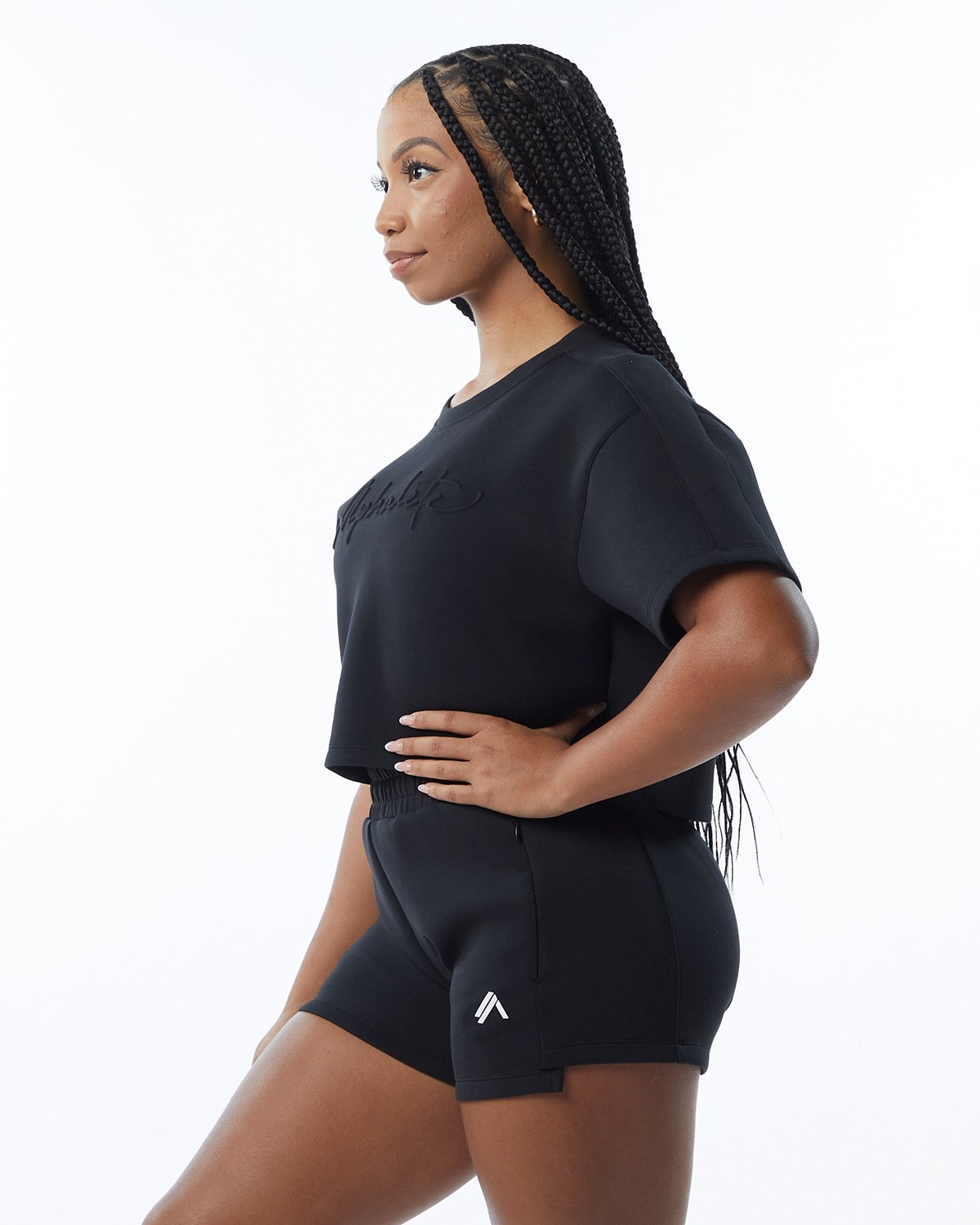 Alphalete Interlock Knit Crop Pullover Sort | UGITQ8914