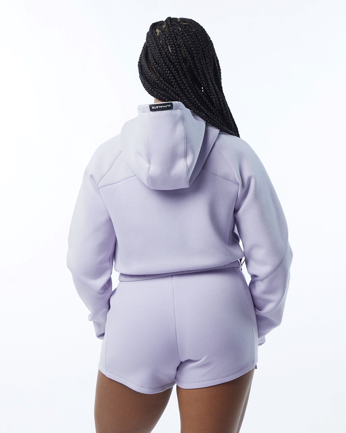 Alphalete Interlock Knit Crop-Zip Hoodie Lilac | CLYKT1405