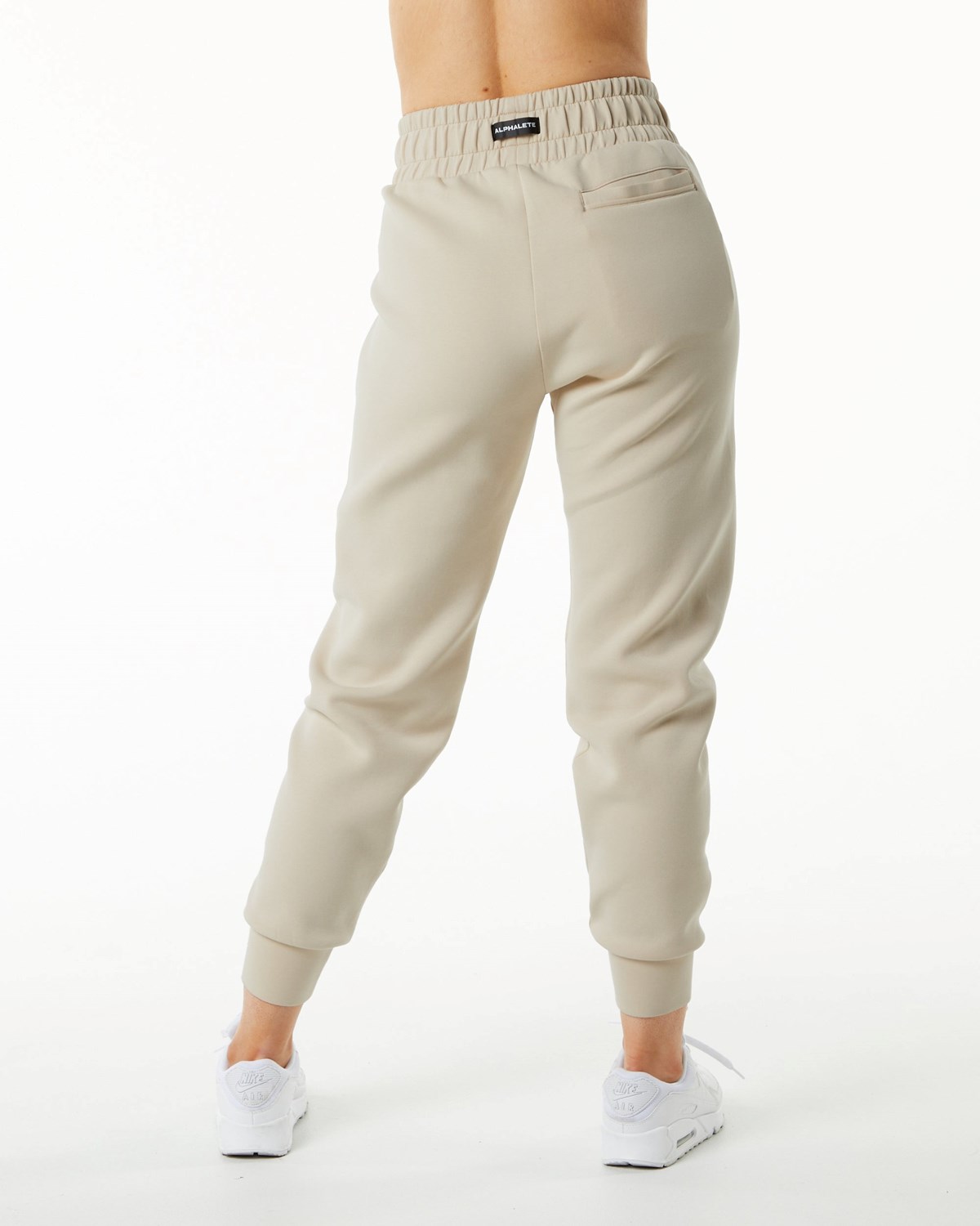 Alphalete Interlock Knit Cuffed Jogger Vanilla | SGEDP3956